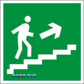 Наклейка "Направление к эвакуационному выходу по лестнице вверх"