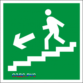 Наклейка "Направление к эвакуационному выходу по лестнице вниз"