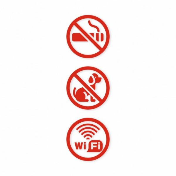Наклейка «Запрещен вход с животными. Курение запрещено. Wi-Fi»