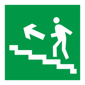 Знак "Направление к эвакуационному выходу по лестнице вверх" (E 16)