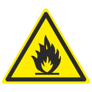 Знак "Пожароопасно. Легковоспламеняющиеся вещества" (W 01)