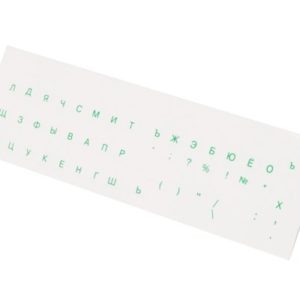 Наклейки на клавиатуру прозрачные с зелеными русскими буквами