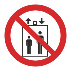 Знак "Запрещается пользоваться лифтом для подъема (спуска) людей" (P 34)