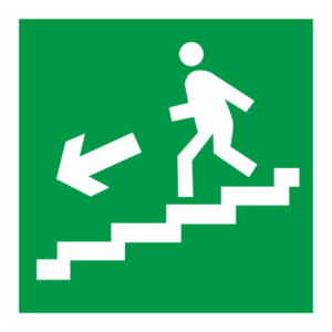 Знак "Направление к эвакуационному выходу по лестнице вниз" (E 14)