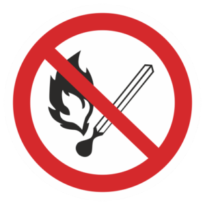 Знак "Запрещается пользоваться открытым огнем и курить" (P 02)