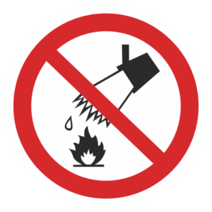 Наклейка “Запрещается тушить водой” (P 04)