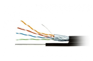 Витая пара FTP 4 CAT 5E 24 AWG Cu PE Ripo (outdoor) с тросом 305 метров